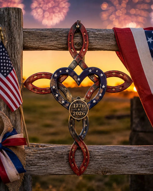 Us America 25Oth Rustic Horseshoe Cross Decor