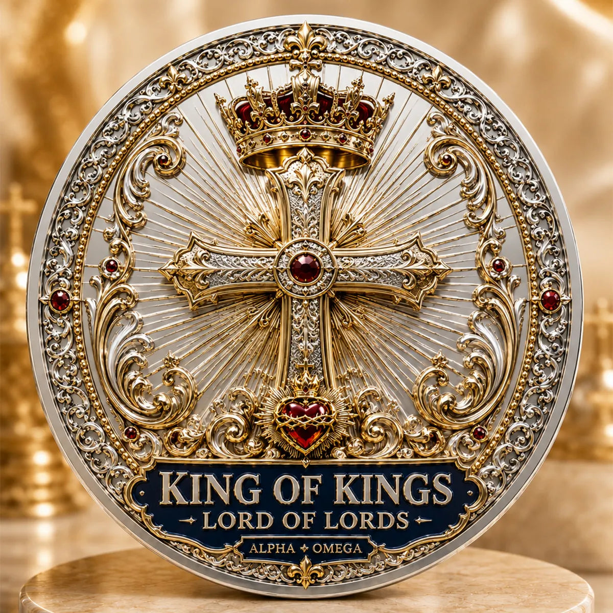 Sacred Heritage Commemorative Metal Coin Collection | 3D High-Relief Christian Faith Medals (Jesus Is King &amp; Madonna and Child)