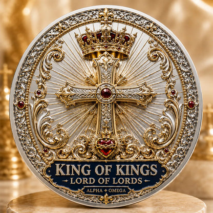 Sacred Heritage Commemorative Metal Coin Collection | 3D High-Relief Christian Faith Medals (Jesus Is King &amp; Madonna and Child)