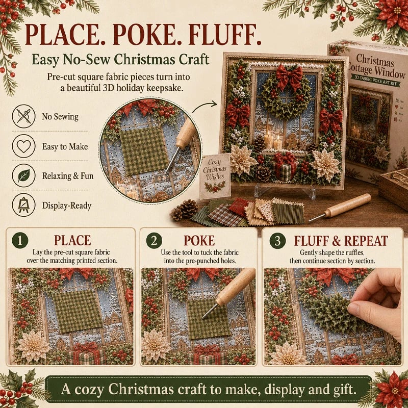 🔥HOT SALE🔥🎁 3D Christmas Fabric Poke Art Kit