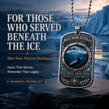 Blue Nose Veteran Dog Tag Necklace – Arctic Circle Service Submarine Tribute Pendant, Silent Service Military Keepsake Gift