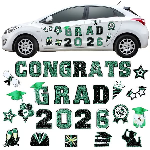 🎓 2026 Grad Car Magnets 🧲 – 30-Piece Set for Celebration Decor (Cars, Fridges & More)