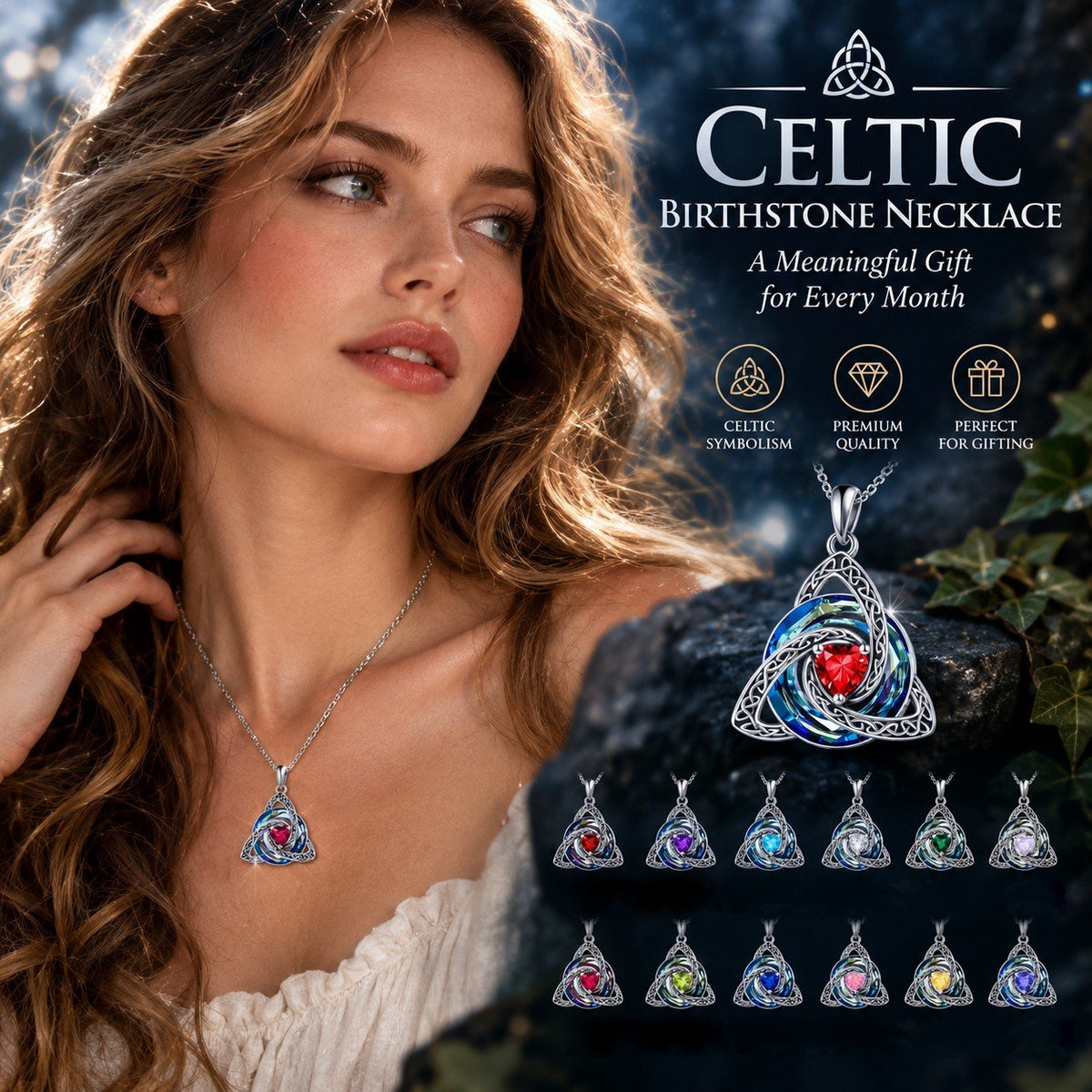 ♾️💖Birthstone Celtic Knot Necklace with cards
