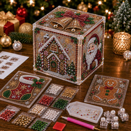 ✨ Sparkle Your Holidays! DIY Diamond Art Festive Cube Box (Decor & Storage in One!) 🎁