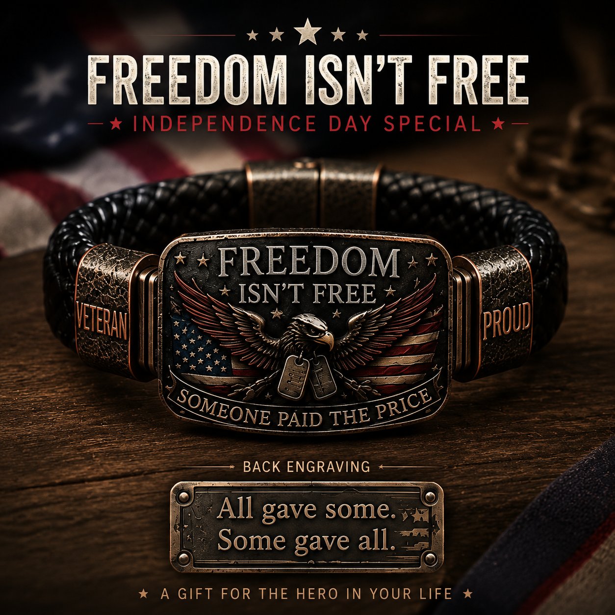 🏆Flash Sale⚡ 5K+ SOLD! usFREEDOM ISN’T FREE – Veteran Tribute Bracelet