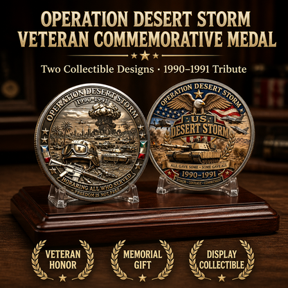 Desert Storm Veteran Commemorative Challenge Coin | 1990-1991 Gulf War Military Tribute Gift