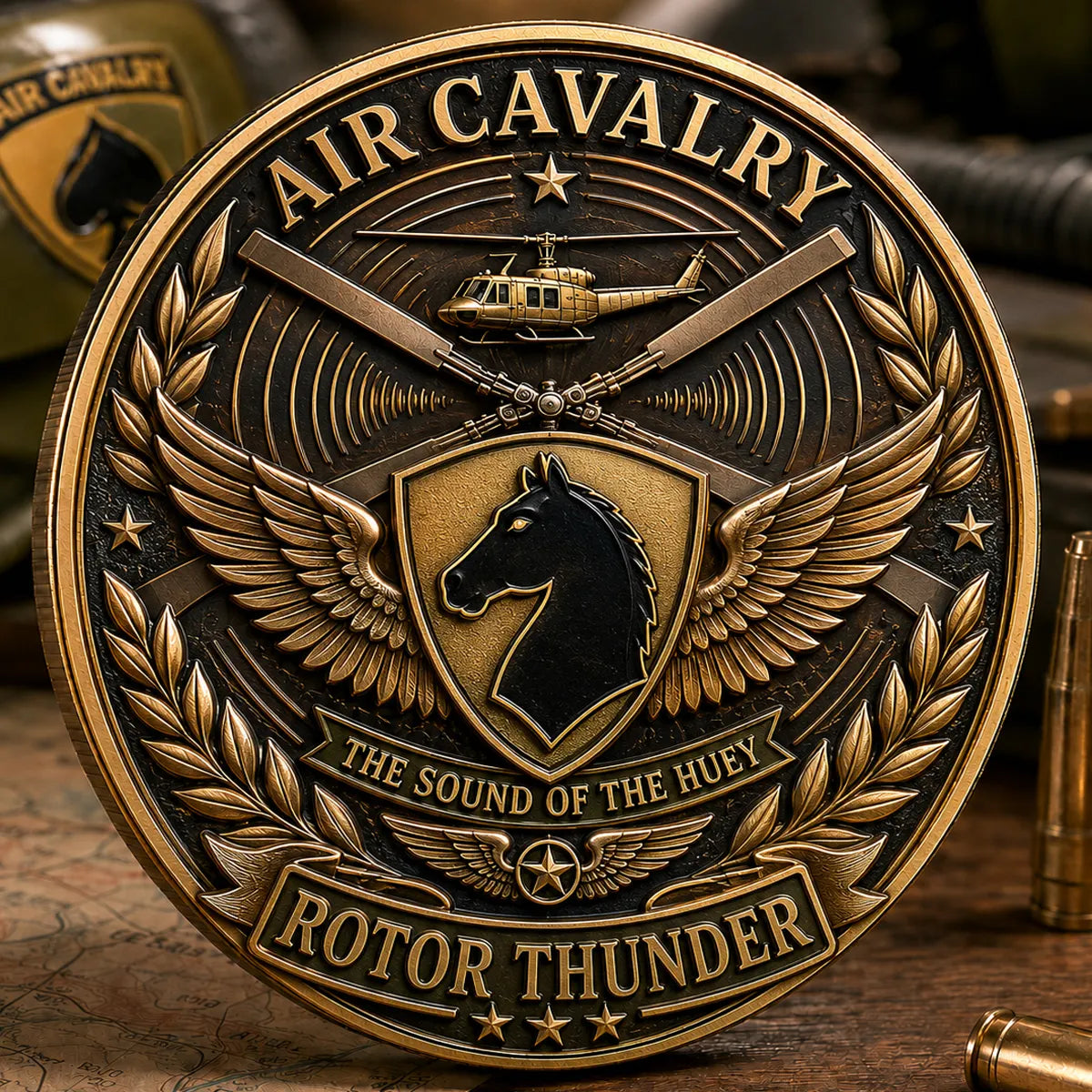 Air Cavalry Huey Helicopter Commemorative Metal Medal