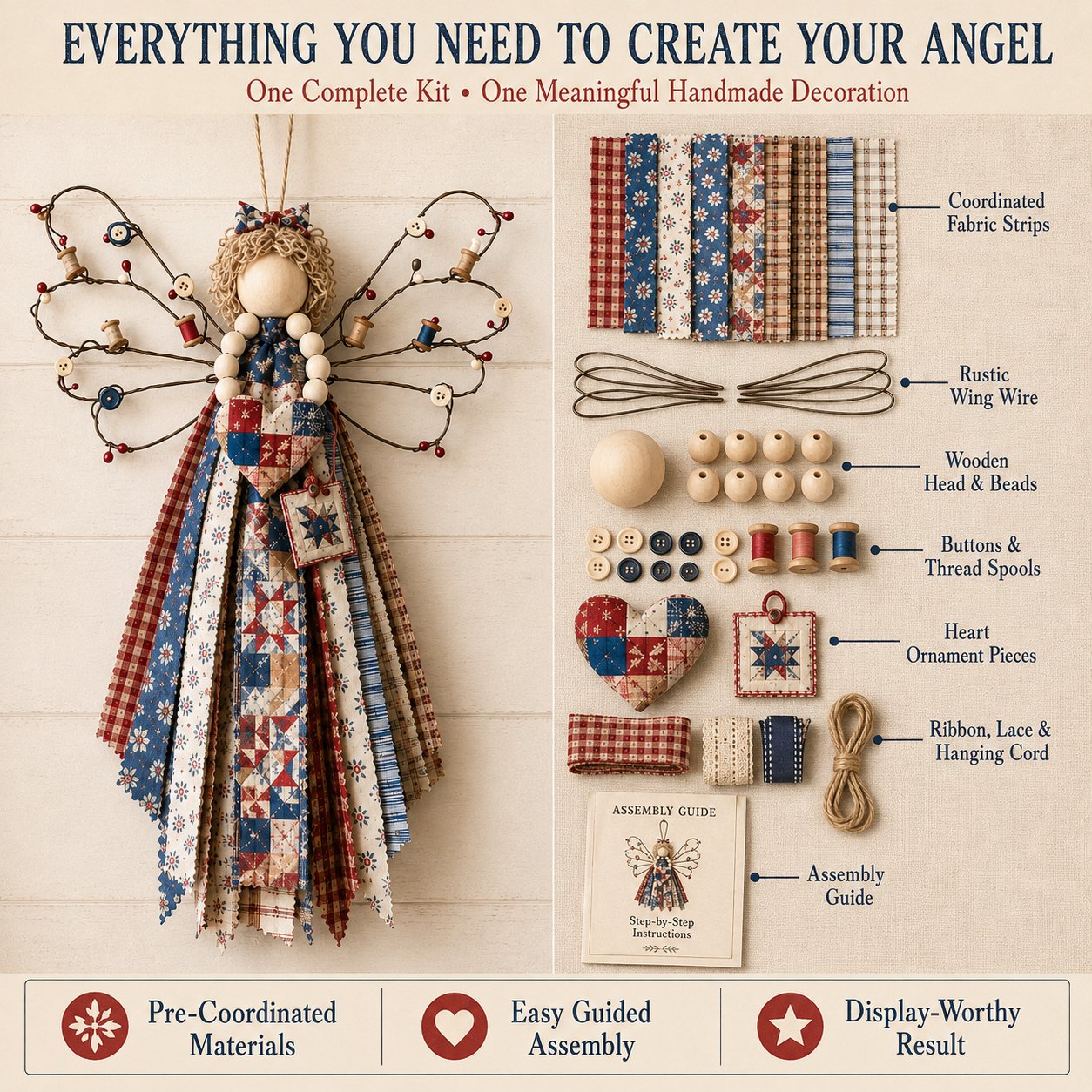 🔥LAST DAY 50% OFF - 🪽 Angel Fabric Hanging DIY Kit - Stitch a Little Blessing That Stays Forever