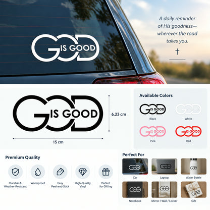 🙏 "God Is Good" Christian Car Decal Sticker | Premium Religious Décor