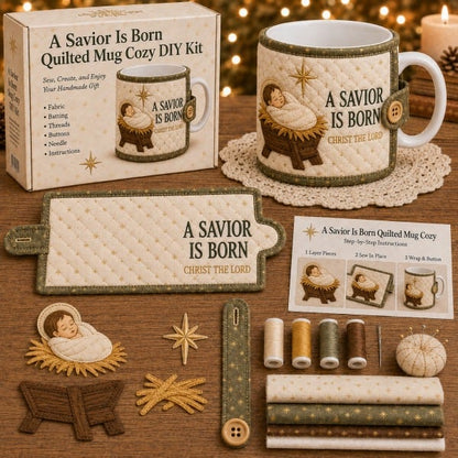 ⏳ Last Day 50% OFF – ✝️ Beginner-Friendly Christmas Faith Mug Cozy Sewing Kit | 6 Christian-Inspired Designs with Fabric Pieces, Batting, Appliqué, Thread, Buttons, Needle & Step-by-Step Guide Included 💕