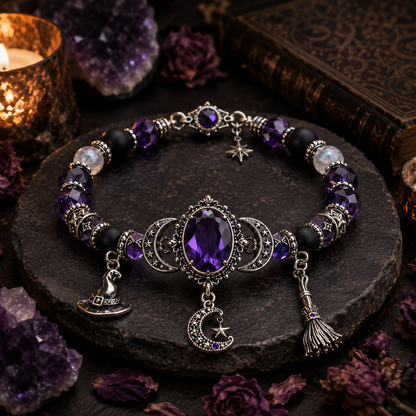 🔮 Witch’s Crystal Moon Charm Bracelet🔥🔥