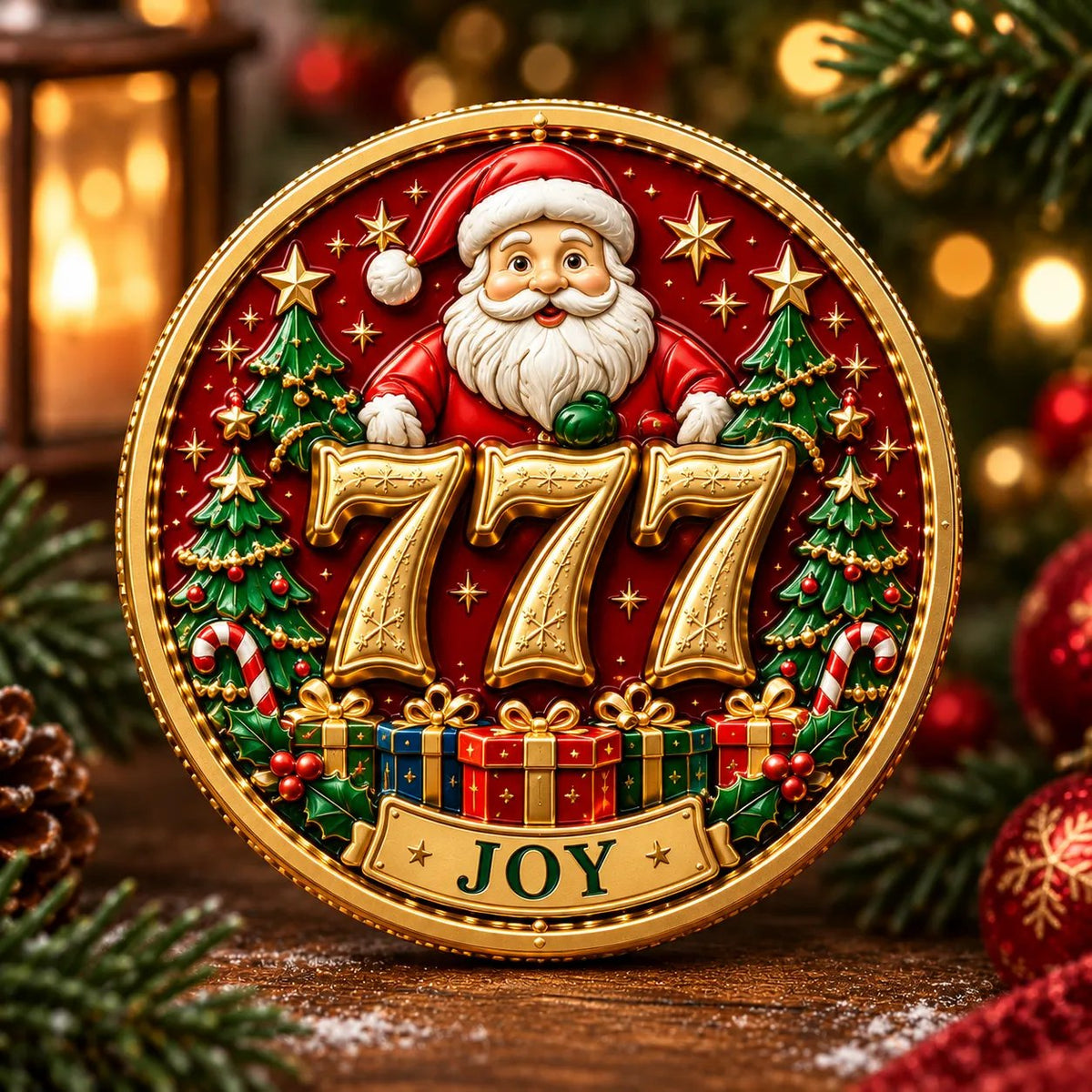 🎄✨ Lucky 777 Christmas Blessing Coin — Holiday Collectible Keepsake 🎁