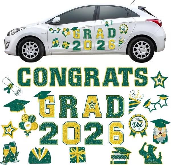 🎓 2026 Grad Car Magnets 🧲 – 30-Piece Set for Celebration Decor (Cars, Fridges & More)
