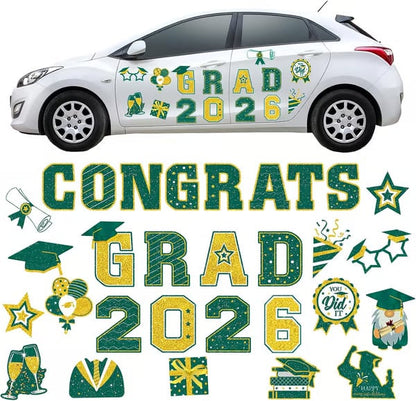 🎓 2026 Grad Car Magnets 🧲 – 30-Piece Set for Celebration Decor (Cars, Fridges & More)