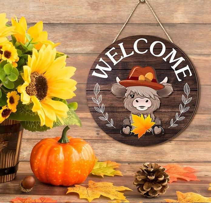 35pcs Interchangeable Welcome Sign Highland Cow Sign