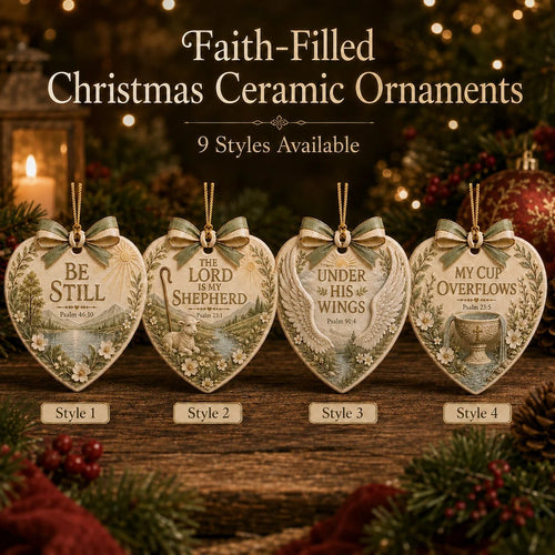 (🎁Last Day 49% OFF)✝️🎄Christian Scripture Christmas Ornament – Faith-Filled Ceramic Heart Keepsake