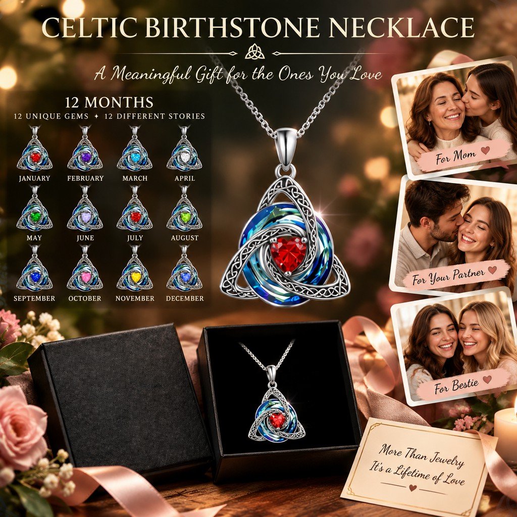 ♾️💖Birthstone Celtic Knot Necklace with cards