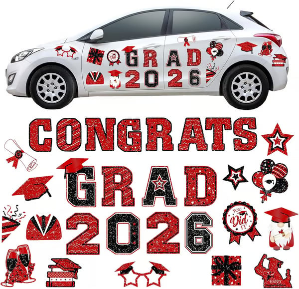 🎓 2026 Grad Car Magnets 🧲 – 30-Piece Set for Celebration Decor (Cars, Fridges & More)