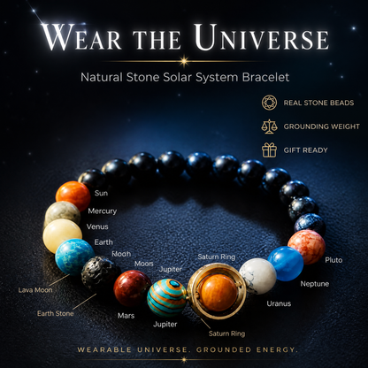 🌌The "Wear the Universe" Natural Stone Solar System Bracelet | Grounding Galaxy Jewelry