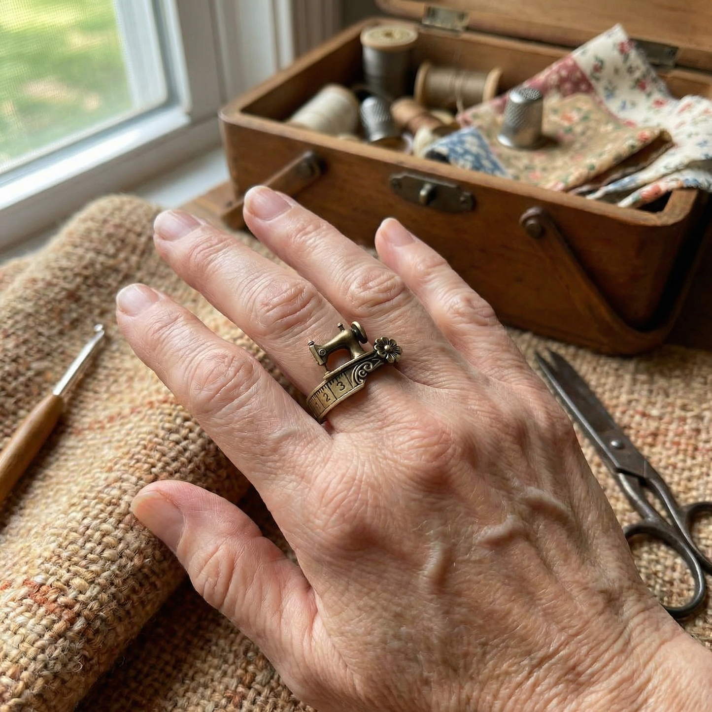 Sewing Machine Bracelet & Ring Set🧵