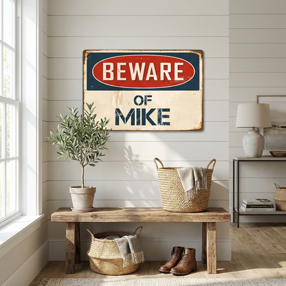Stickerpirate Caution: Mike 8" X 12" Classic Metal Retro Metal Sign VS708