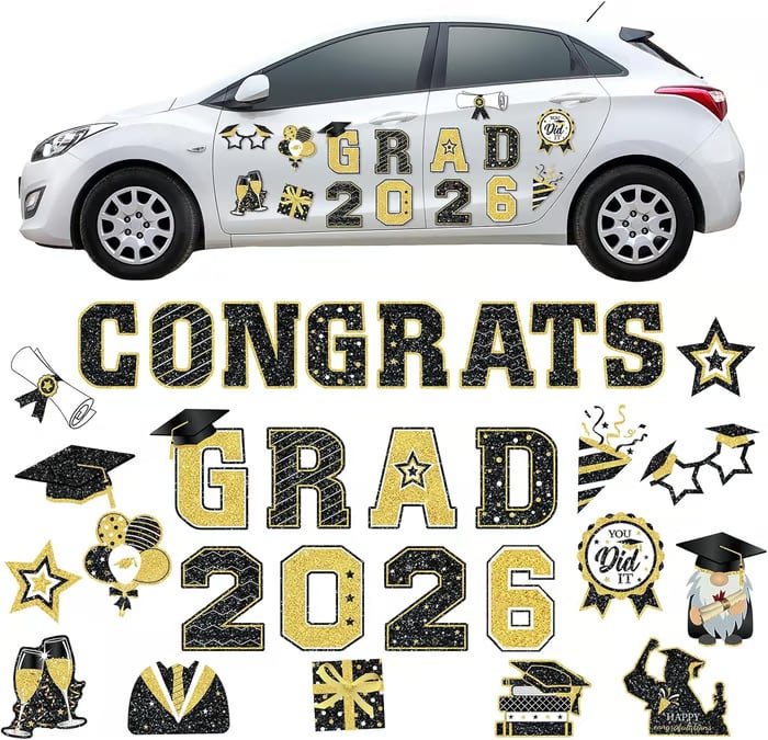 🎓 2026 Grad Car Magnets 🧲 – 30-Piece Set for Celebration Decor (Cars, Fridges & More)