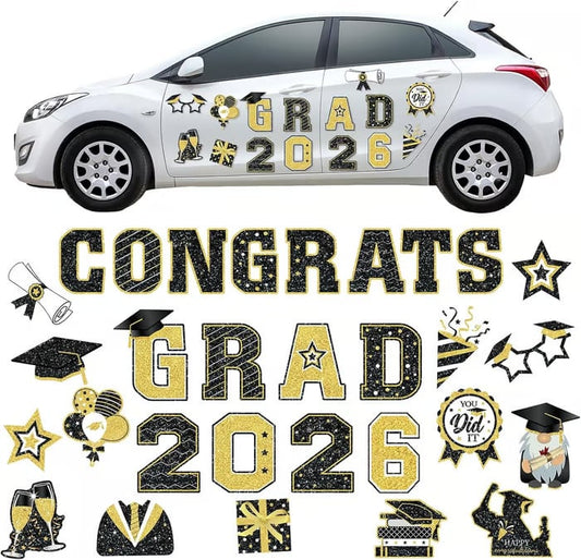 🎓 2026 Grad Car Magnets 🧲 – 30-Piece Set for Celebration Decor (Cars, Fridges & More)