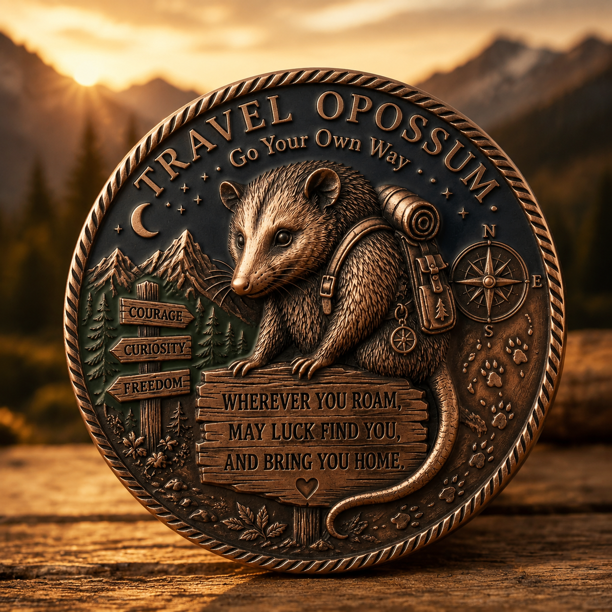 🧭 Travel Opossum Lucky Coin