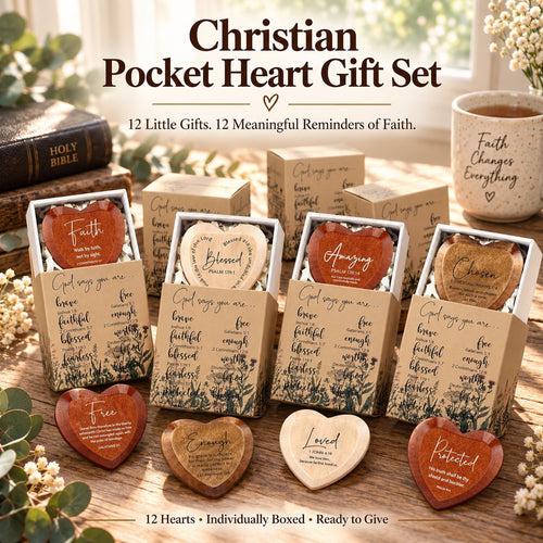 🔥 LAST DAY 49% OFF - ✝️ Christian Pocket Hearts Gift Set – 12 Faith-Filled Keepsakes of Love & Encouragement 🎁