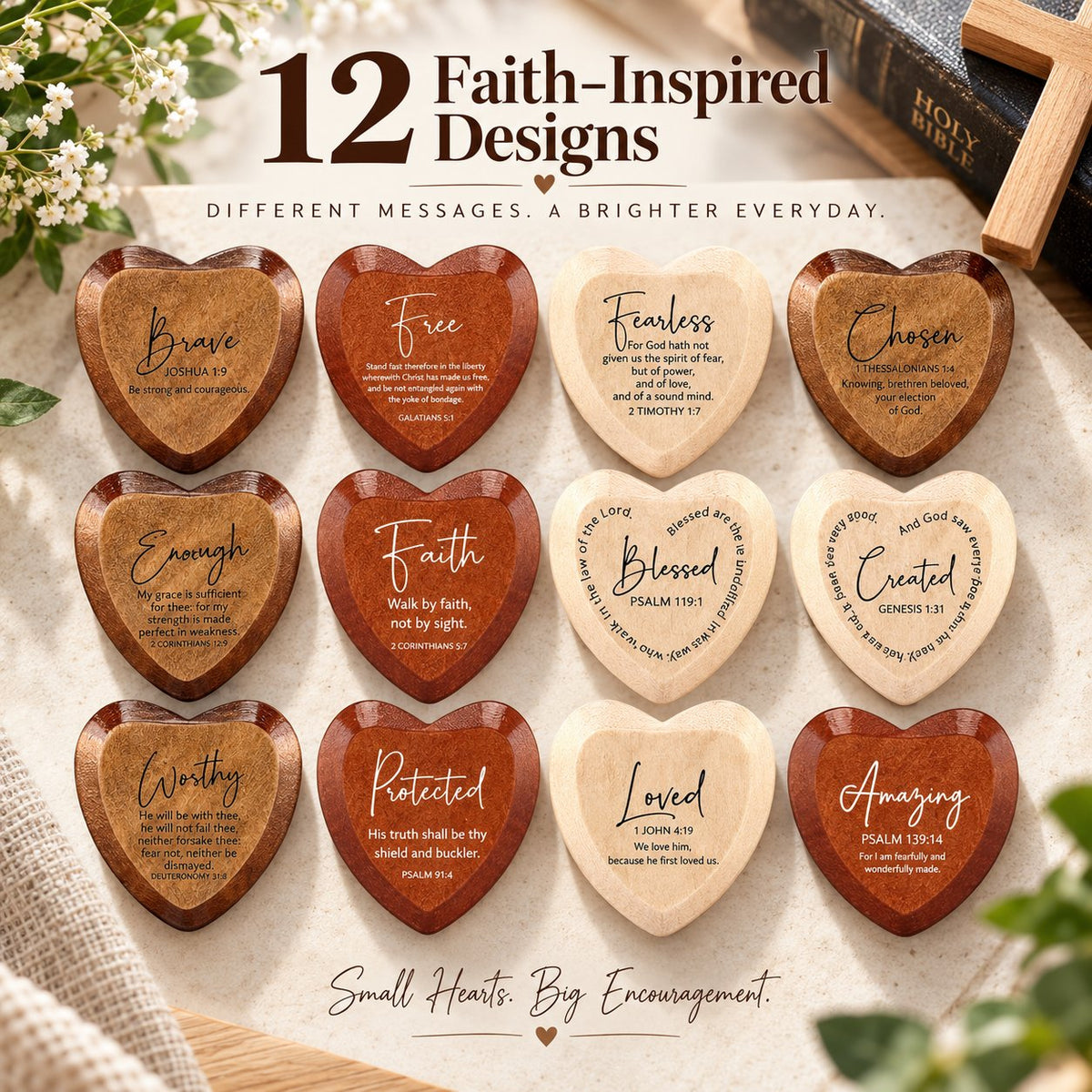 🔥 LAST DAY 49% OFF - ✝️ Christian Pocket Hearts Gift Set – 12 Faith-Filled Keepsakes of Love & Encouragement 🎁