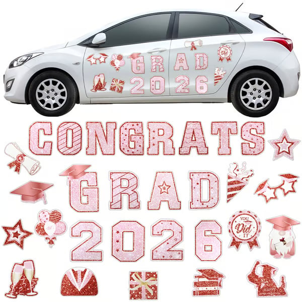 🎓 2026 Grad Car Magnets 🧲 – 30-Piece Set for Celebration Decor (Cars, Fridges & More)