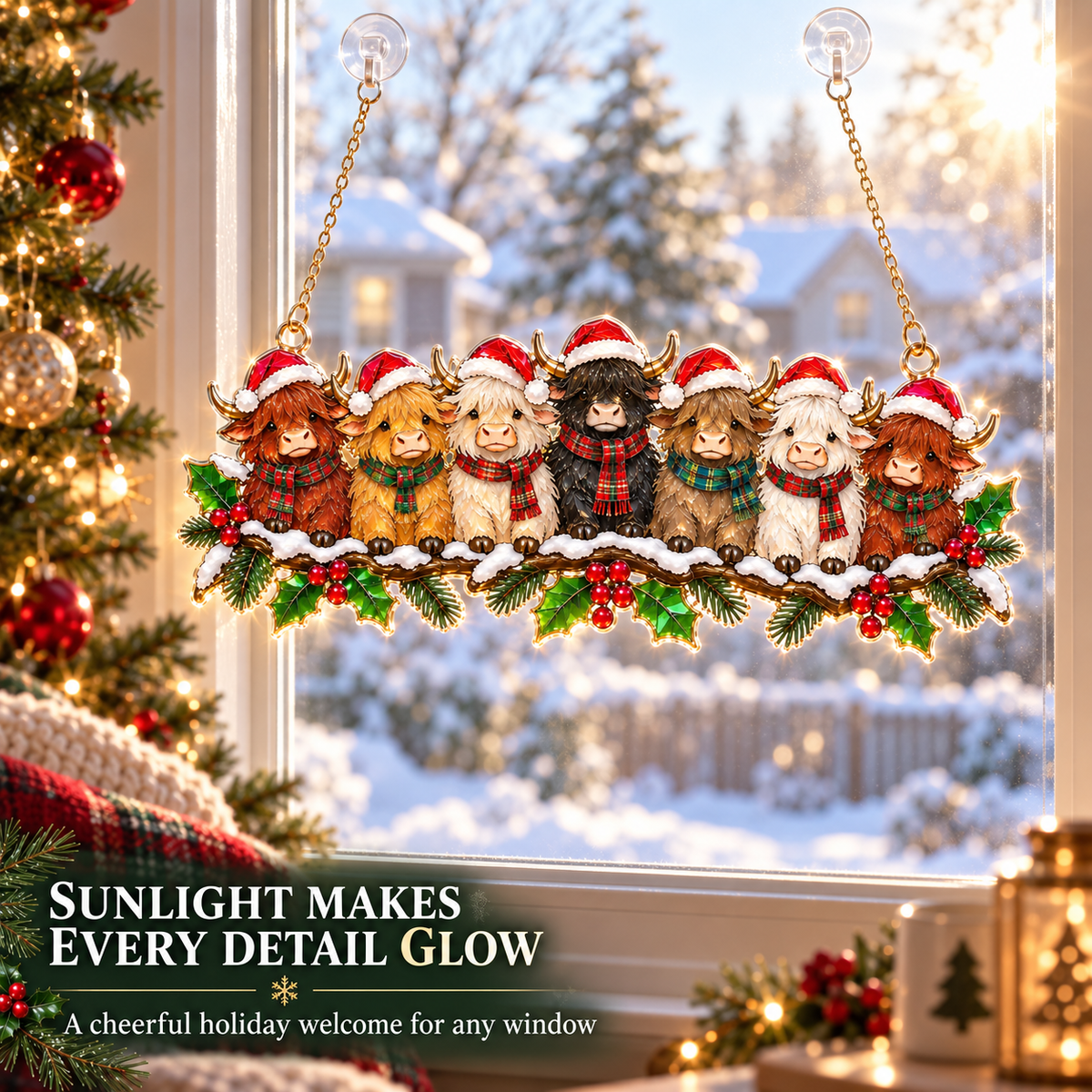 ✨ Whimsical Winter Suncatchers(11 types) | Shatterproof "Stained-Glass" Acrylic Window Hangings 🎄