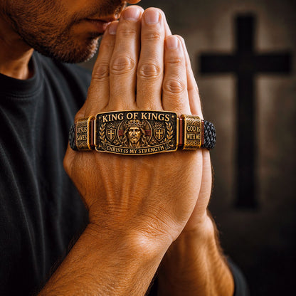 🔥LAST DAY 50% OFF - ✝️CHRIST IS MY STRENGTH: Father’s Day Faith Bracelet, Daily Spiritual Reminder for Christian Dads