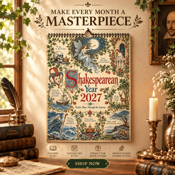 A Shakespearean Year 2027 – 12 Plays Through the Seasons | Vintage Illustrated Wall Calendar