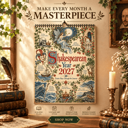A Shakespearean Year 2027 – 12 Plays Through the Seasons | Vintage Illustrated Wall Calendar