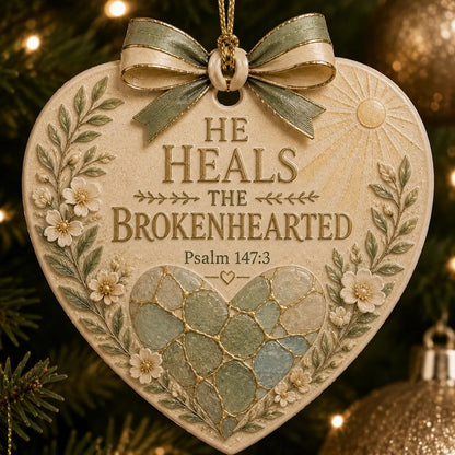 (🎁Last Day 49% OFF)✝️🎄Christian Scripture Christmas Ornament – Faith-Filled Ceramic Heart Keepsake