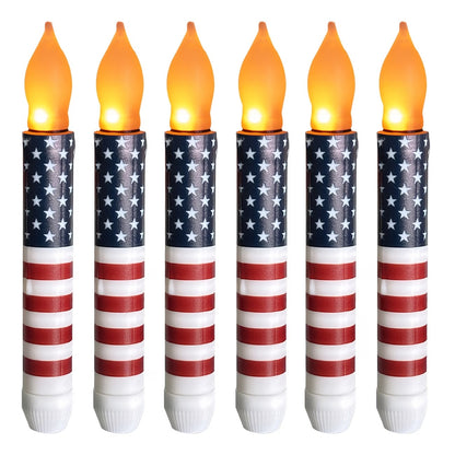 Patriotic LED Taper Candles with Timer-250th Anniversary Red White Blue , Independence Day Decoration