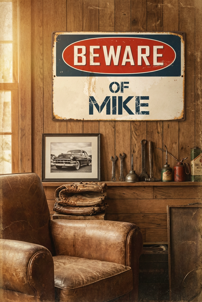 Stickerpirate Caution: Mike 8" X 12" Classic Metal Retro Metal Sign VS708