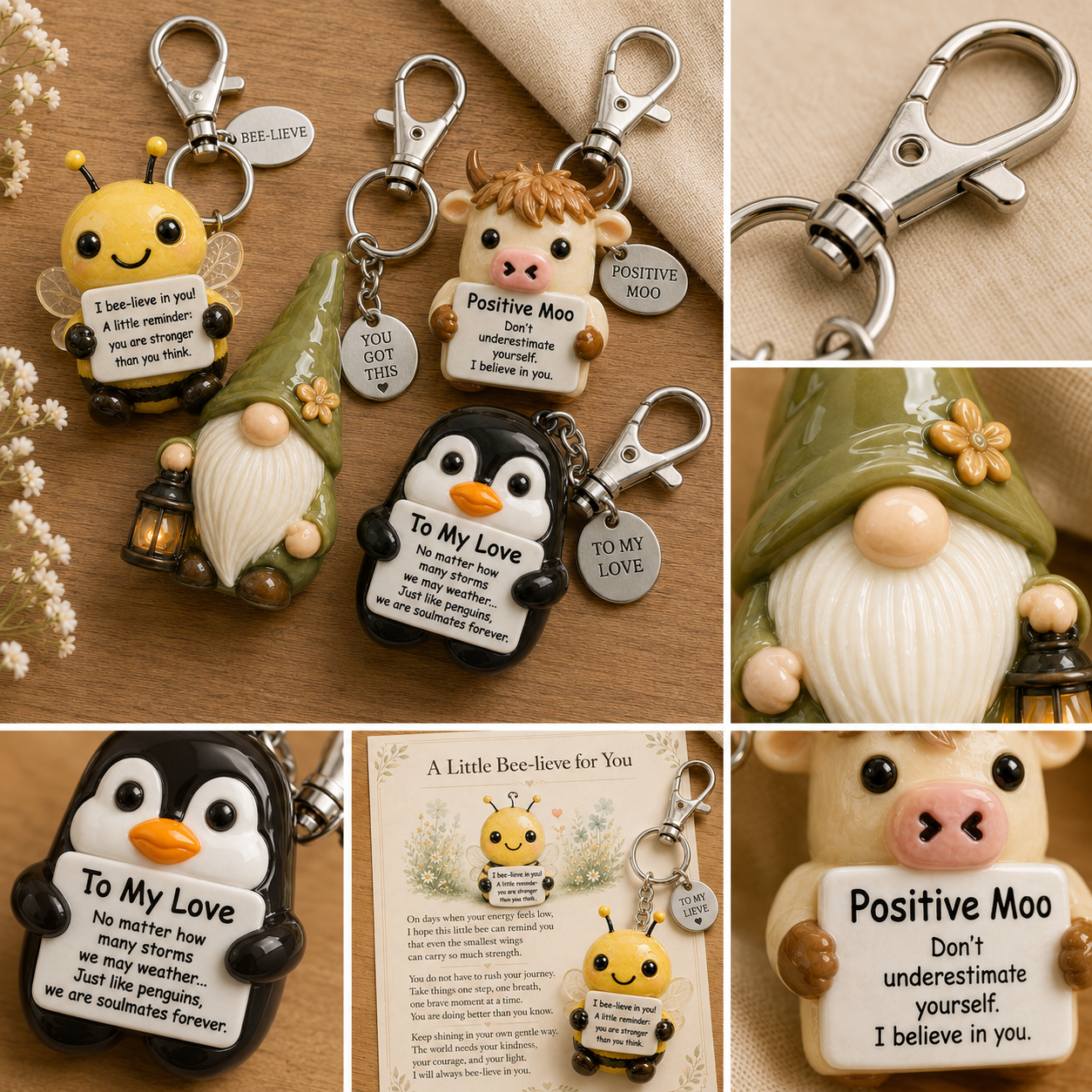 💖 Emotional Support Keychain Collection – A Tiny Reminder You’re Doing Better Than You Think