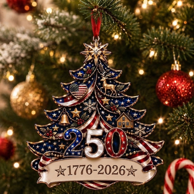 America 250th Anniversary Christmas Ornament