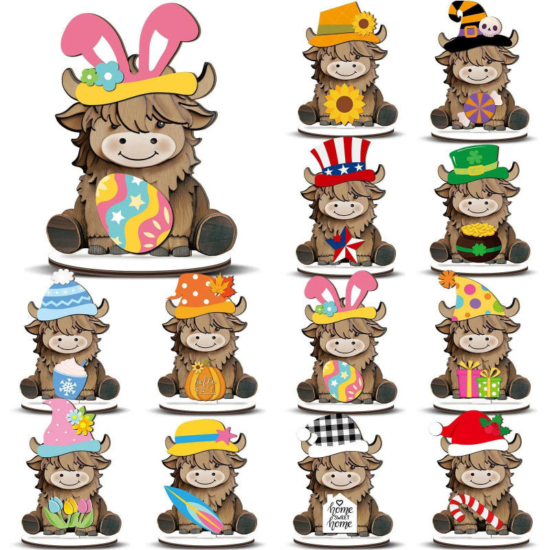 🔥 LAST DAY 49% OFF 🐾 Interchangeable Seasonal Animal Wooden Decor Set