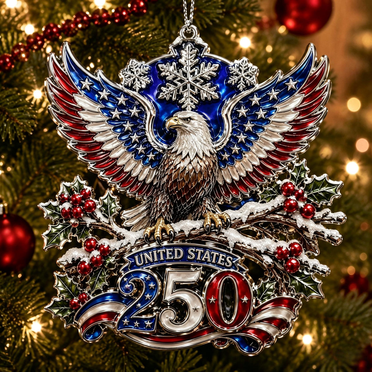America 250th Anniversary Christmas Ornament