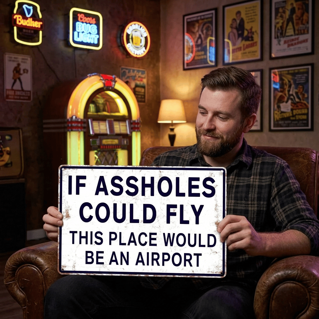 "If Assholes Could Fly" Vintage Metal Sign