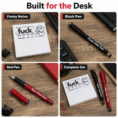 💥Last Day Promotion 49%OFF💝 The "Mental Breakdown" Office Survival Kit | Funny Sarcastic Sticky Notes &amp; "Fresh Outta Fucks" Pen Set