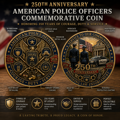 🇺🇸 The Ultimate "Thank You" – 250th Anniversary American Police Officer Commemorative Coin (1776-2026) 🦅