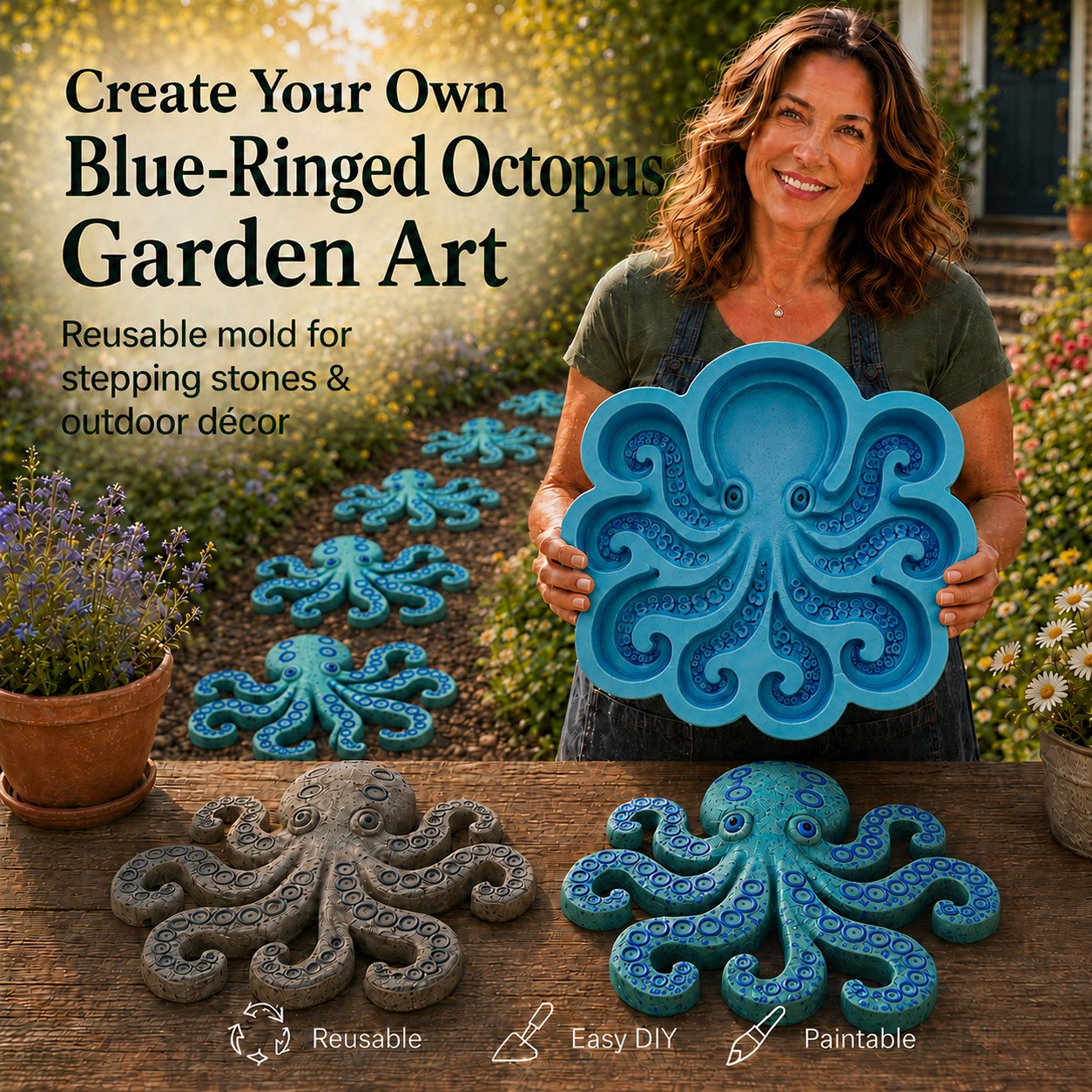 💥 LAST DAY 50% OFF - 🌊 Reusable Ocean Theme Garden Art Mold – Make Your Garden Truly One of a Kind