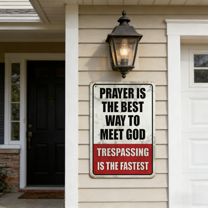 🏆Last Day Promo:49% OFF 🎖️Retro Iron "Prayer &amp; Trespassing" Wall Plaque