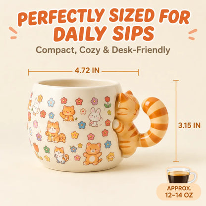 The "Hang In There" 3D Tabby Cat Mug 🐱☕ | Cute Animal Friends Ceramic Cup