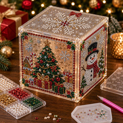 ✨ Sparkle Your Holidays! DIY Diamond Art Festive Cube Box (Decor & Storage in One!) 🎁
