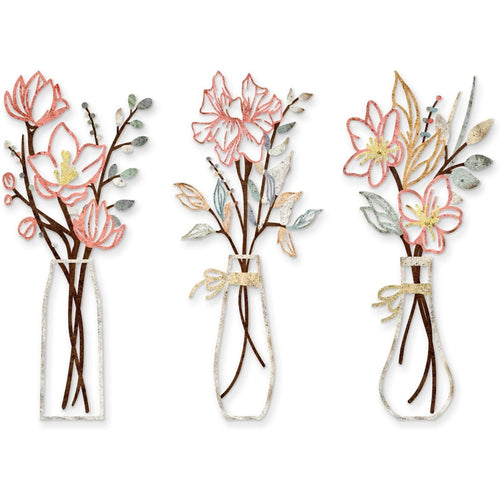 3 Pcs Metal Flowers Wall Art